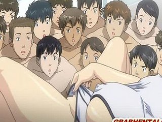 巨大なおっぱいを持つ妊婦hentaiが触手によって、すべての穴をあけ