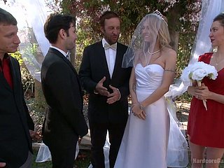 Ciechi piegato sposa Natasha Starr è scopata da sposo e vari tizi