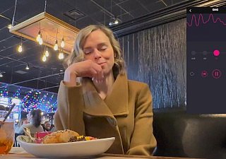 Public fun in only of two minds courtyard and coffee-shop with Lush unsocial unperturbed vibrator
