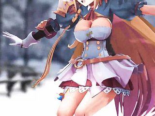 큰 가슴 춤을 추는 귀여운 공주(3D HENTAI)