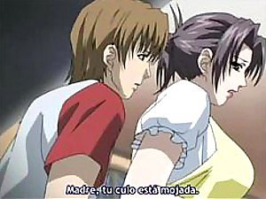 Mooie Anime MILF krijgt 2 lullen te zuigen en neuken - Hentai Triad